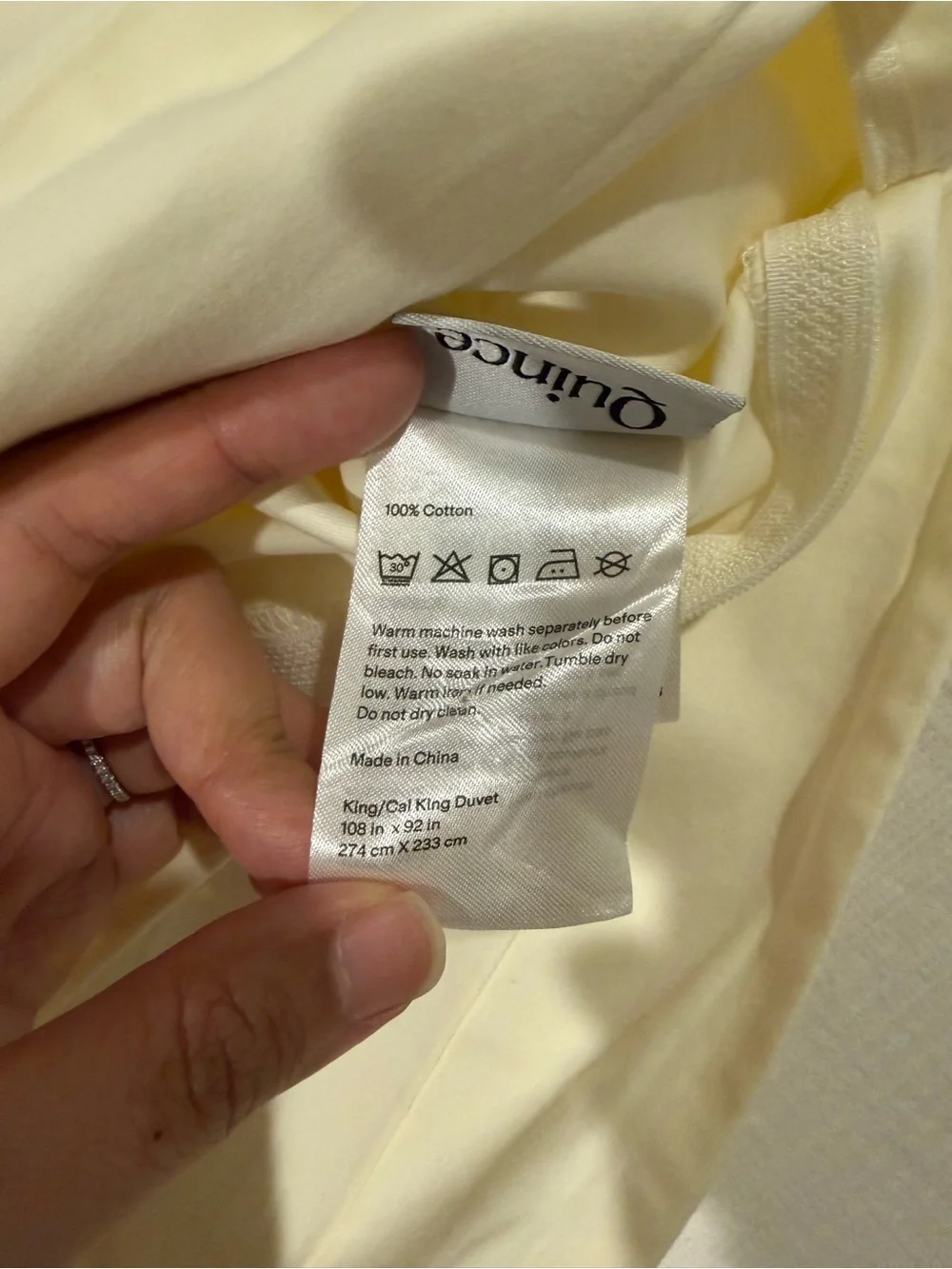 New Quince Signature Giza Cotton Sateen Duvet Cover Set King/CalKing -Ivory $174